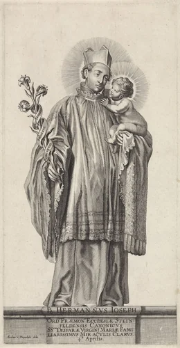 De heilige Hermanus Josephus by anonymous, print, 1620-1668