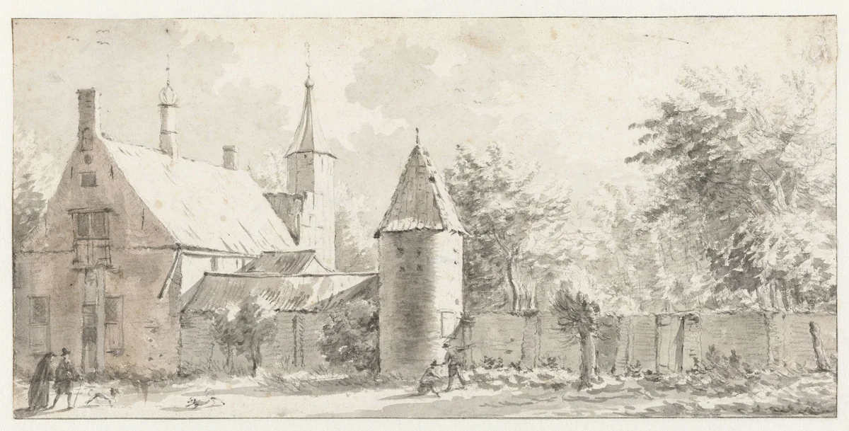Stadsmuur by Gerrit Berckheyde, drawing, 1648-1698