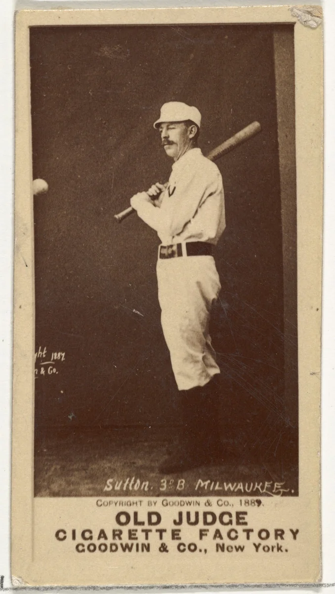 Ezra Ballou Sutton, 3rd Base, Milwaukee, from the Old Judge series (N172) for Old Judge Cigarettes by Goodwin & Company, photograph, 1887-1889