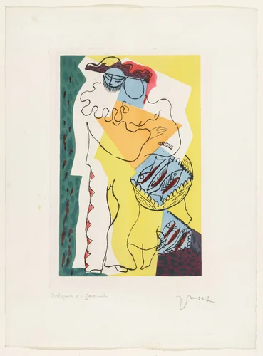 Harlequin and the Gardener , plate from the illustrated book Toupies by Jean Lurçat, illustrated book, 1925