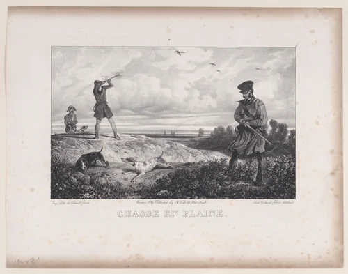 Hunting in the Field, from "Hunting Scenes" by Alexandre-Gabriel Decamps, print, 1829