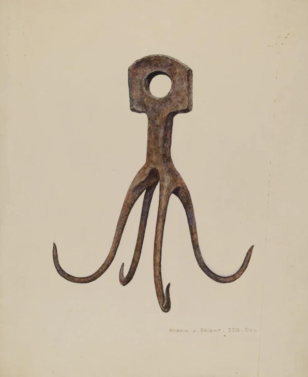 Iron Pot Hook by Marion J. Bright, index of american design, 1940