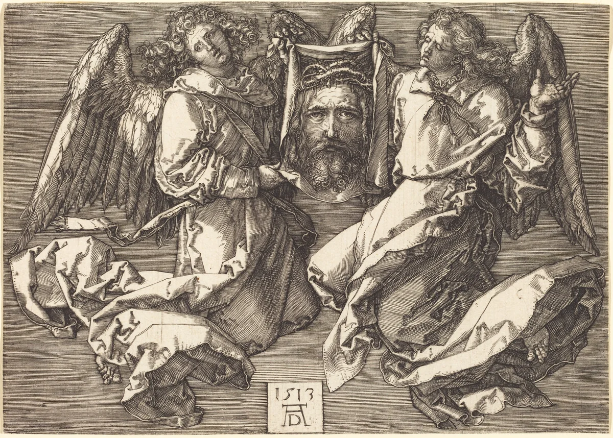 The Sudarium Held by Two Angels by Albrecht Dürer, print, 1513