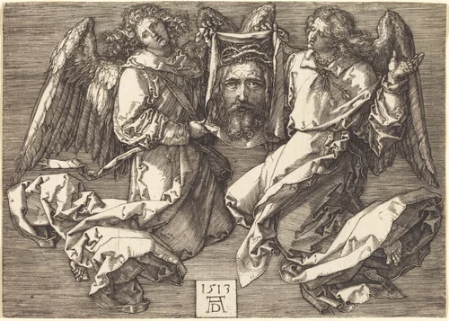 The Sudarium Held by Two Angels by Albrecht Dürer, print, 1513