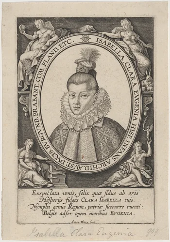 Isabella Clara Eugenie of Spain, Archduchess of Austria by Anton Wierix II, print, 1552-1624