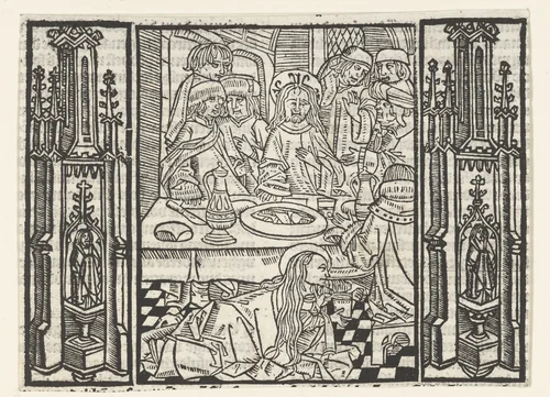 Maaltijd te Bethanië by Unknown, print, 1480-1500