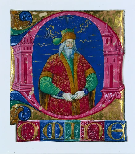 Initial D[omine] from a Choral Book: King Solomon by Guglielmo Giraldi, manuscript, 1470-1480