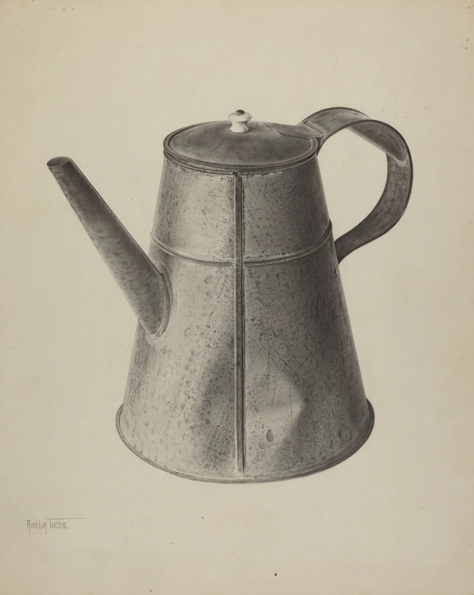 Pa. German Coffee Pot by Amelia Tuccio, index of american design, 1939