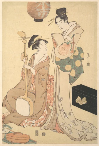 Two Geisha by Chōbunsai Eishi (鳥文斎栄之), print, 1782-1802