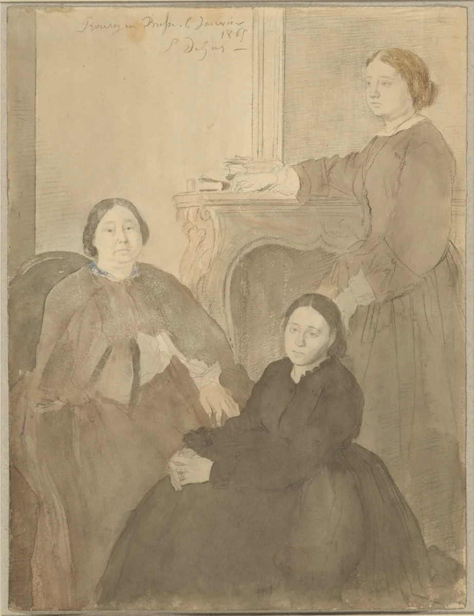 Mme. Michel Musson and Her Daughters, Estelle and Désirée by Edgar Degas, painting, 1865
