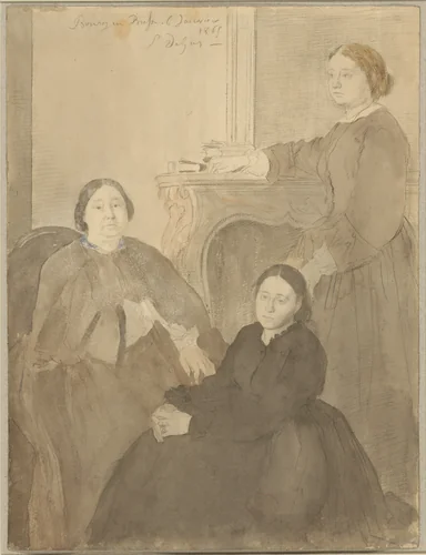 Mme. Michel Musson and Her Daughters, Estelle and Désirée by Edgar Degas, painting, 1865