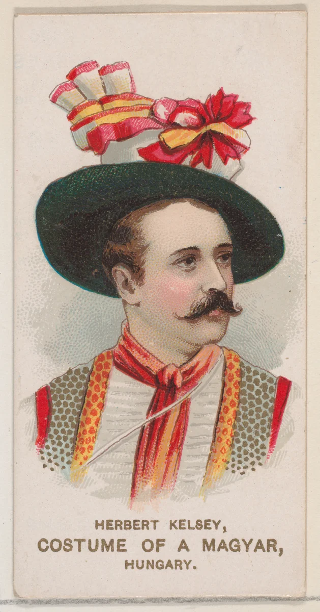 Herbert Kelsey in the Costume of a Magyar, Hungary, from the set Actors and Actresses, Second Series (N71) for Duke brand cigarettes by W. Duke, Sons & Co., print, 1888-1890