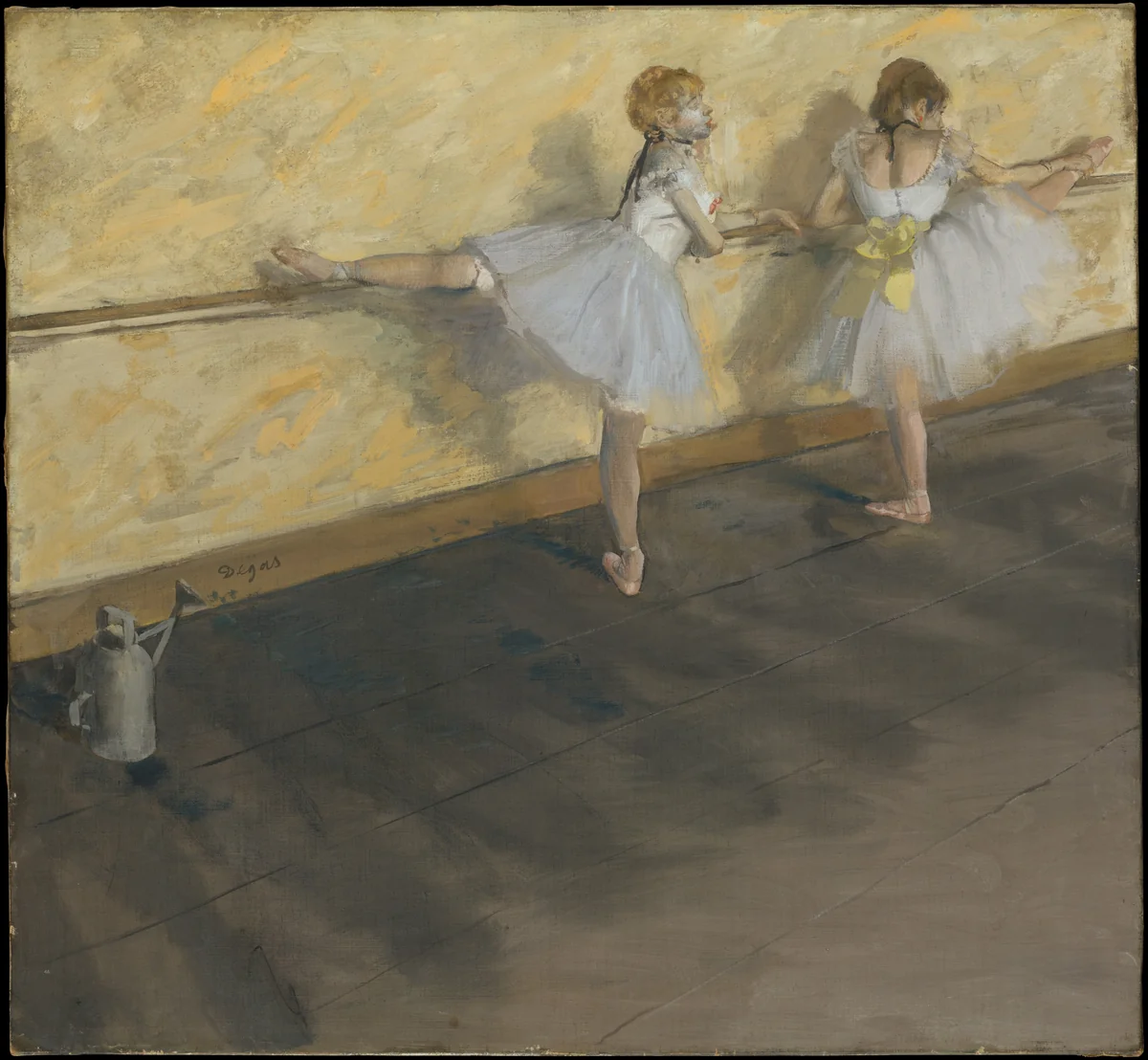 Dancers Practicing at the Barre by Edgar Degas, painting, 1877