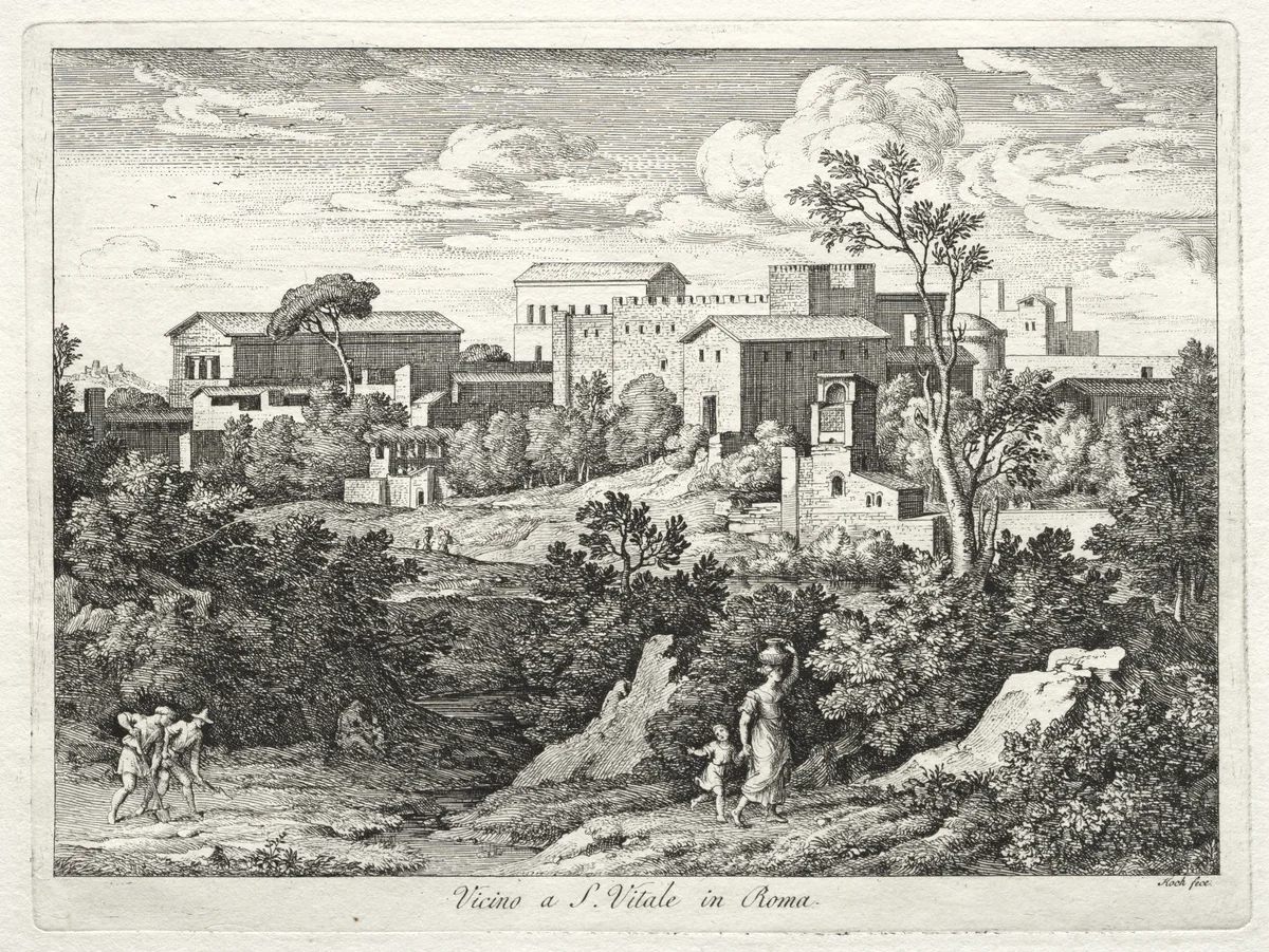View of San Vitale, Rome by Joseph Anton Koch, print, 1805-1815