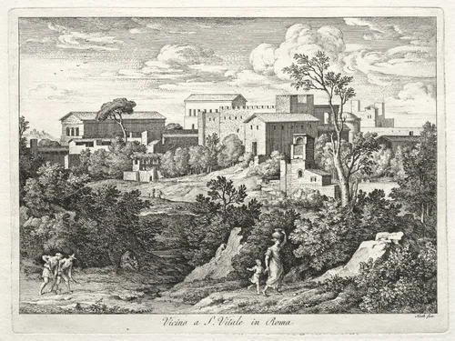 View of San Vitale, Rome by Joseph Anton Koch, print, 1805-1815