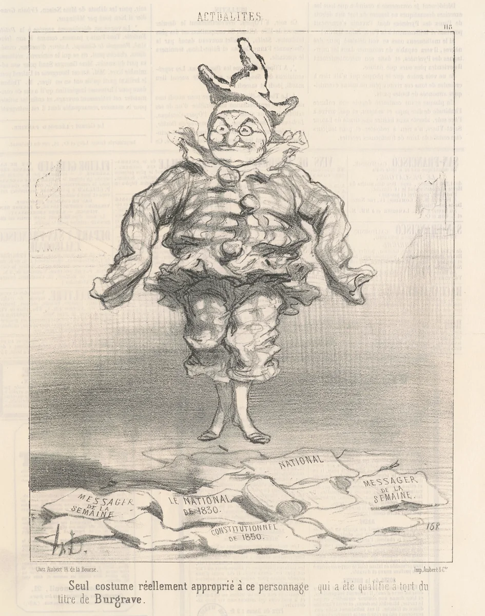 Seul costume ...approprié a ce personnage by Honoré Daumier, print, 1850