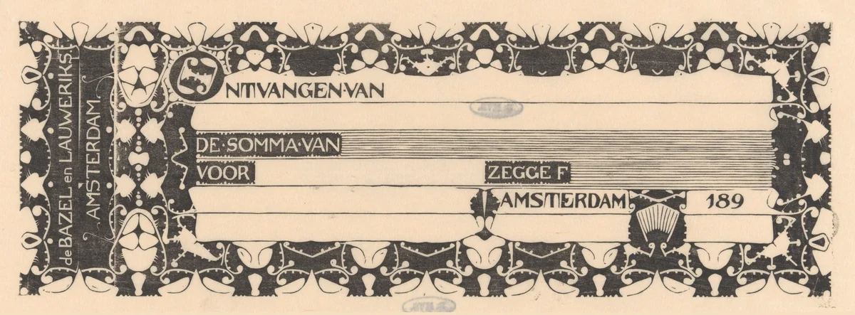 Kwitantie van Karel de Bazel en Mathieu Lauweriks by Mathieu Lauweriks, other, 1874-1932