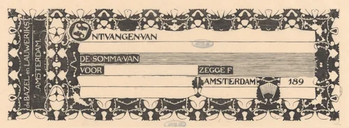 Kwitantie van Karel de Bazel en Mathieu Lauweriks by Mathieu Lauweriks, other, 1874-1932