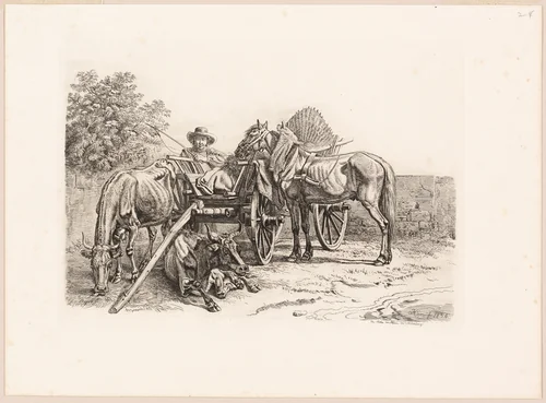 Farmer and His Cart by Johann Adam Klein, print, 1834