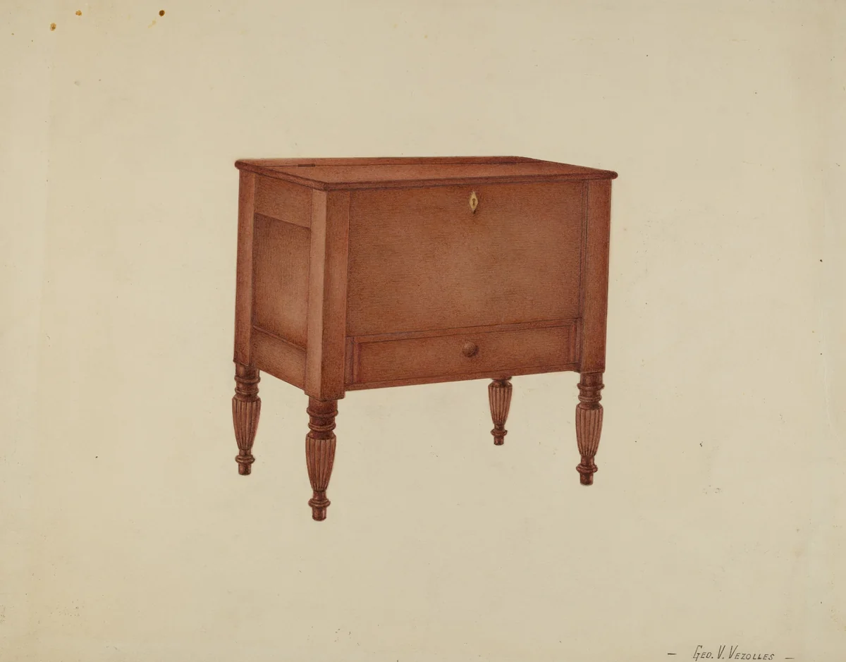 Shaker Sugar Chest by George V Vezolles, index of american design, 1935-1942