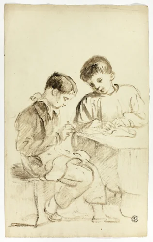 Two School Boys by Thomas Jones Barker, drawing, 1825-1835