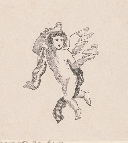 Putto met twee schoenen in zijn handen by Isaac Weissenbruch, print, 1836-1912