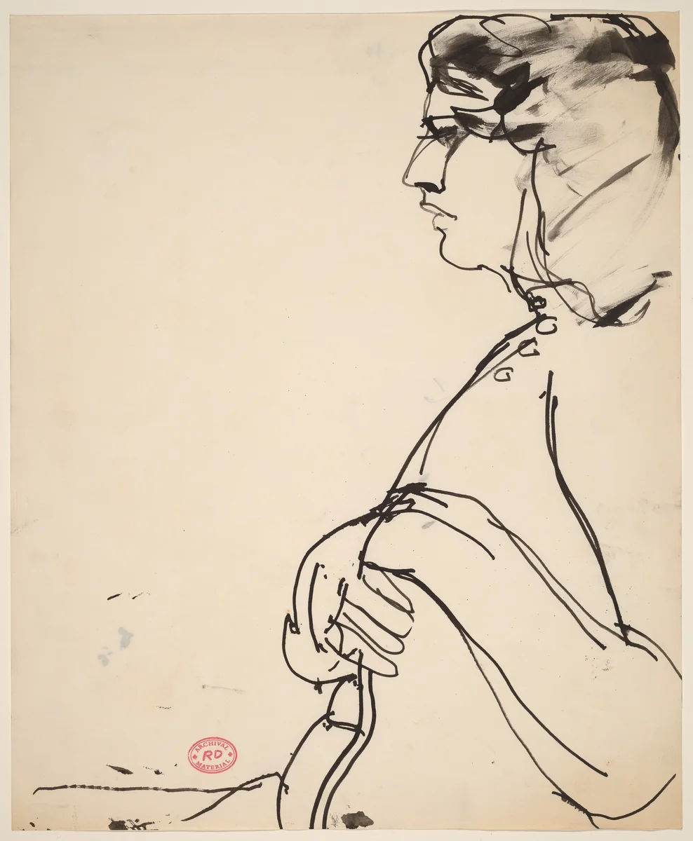 Untitled [profile of a model] by Richard Diebenkorn, drawing, 1957-1958