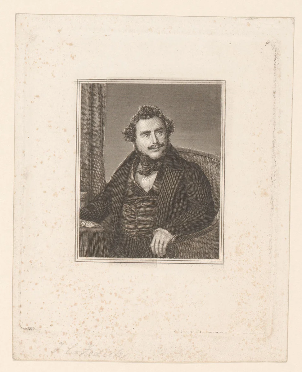 Portret van Joseph Christian von Zedlitz by Charles Auguste Schuler, print, 1814-1859