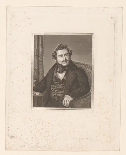 Portret van Joseph Christian von Zedlitz by Charles Auguste Schuler, print, 1814-1859