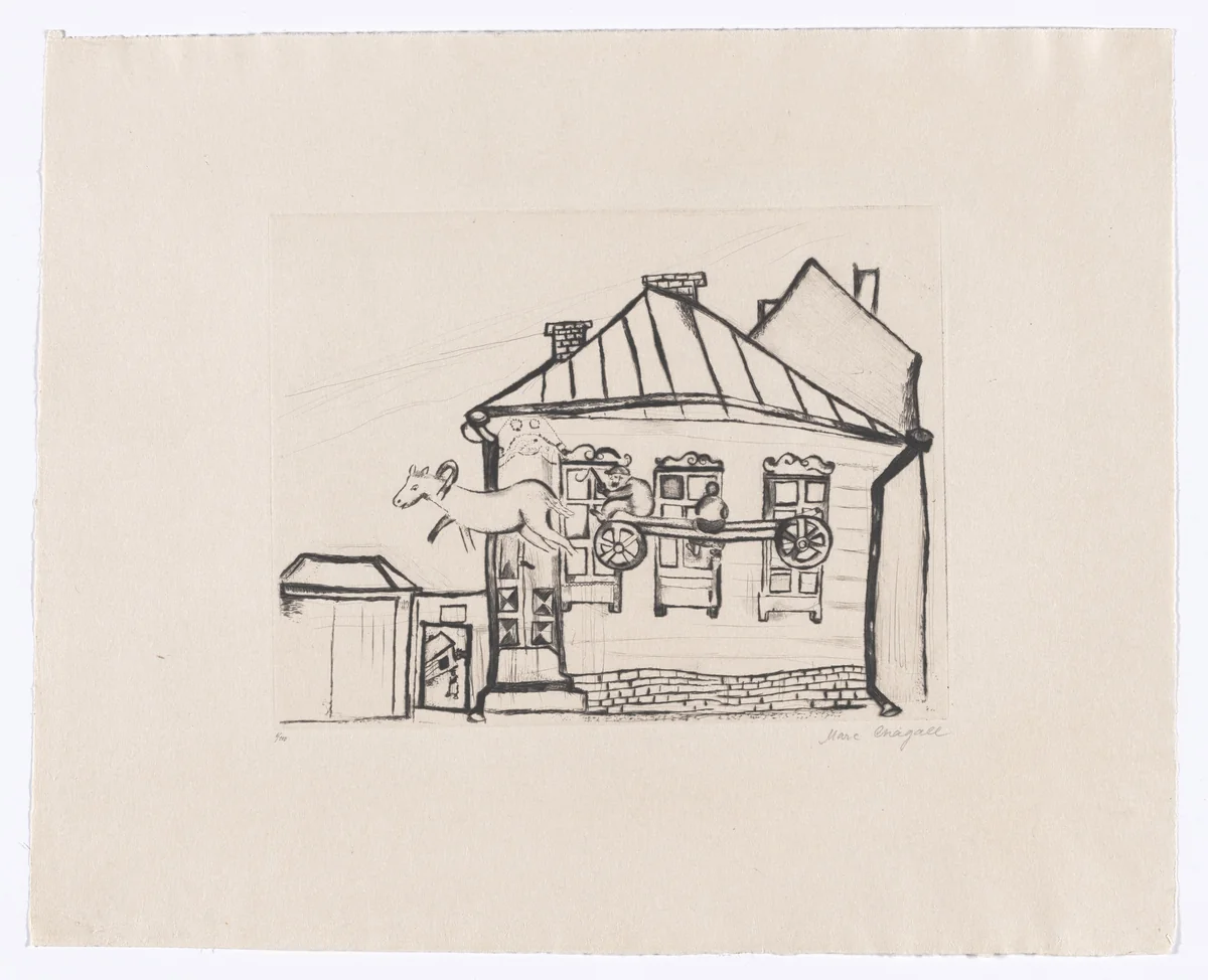 House in Witebsk (Haus in Witebsk) from My Life (Mein Leben) by Marc Chagall, illustrated book, 1922