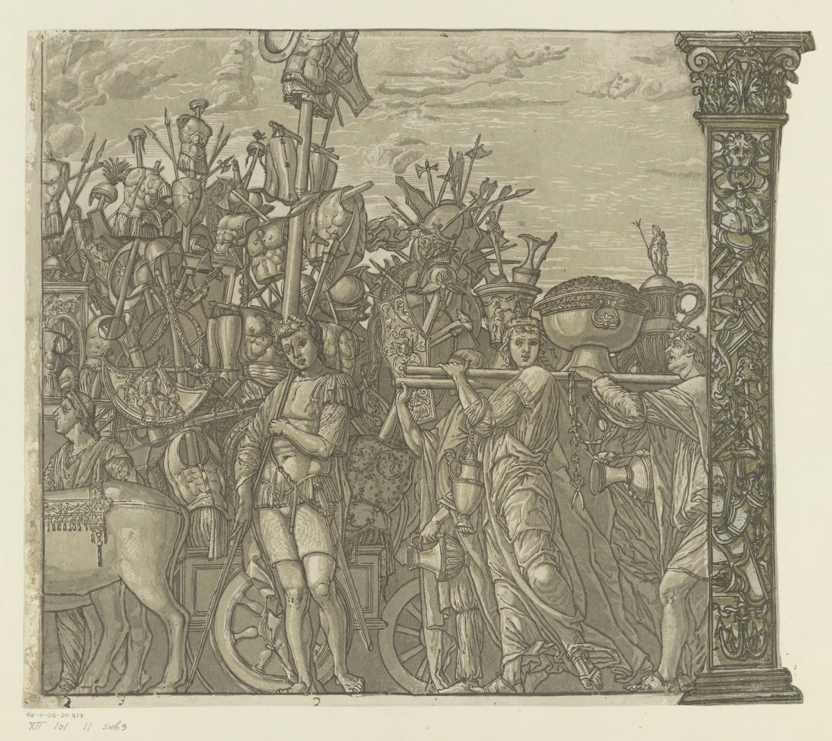 Triomftocht van Julius Caesar by Andrea Andreani, print, 1599