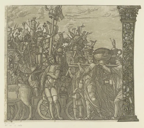 Triomftocht van Julius Caesar by Andrea Andreani, print, 1599