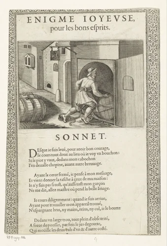 Man met wijnvat by anonymous, print, 1610-1680