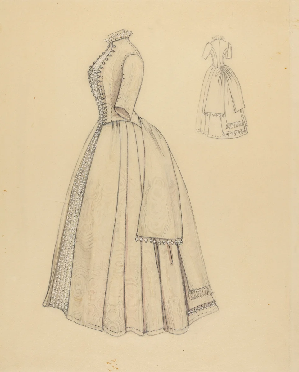 Wedding Dress by American 20th Century, index of american design, 1935-1942