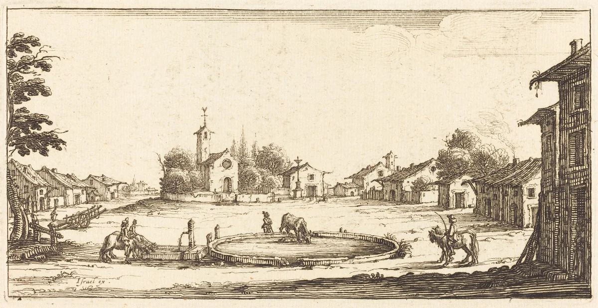 Landscape by Jacques Callot, print, 1635