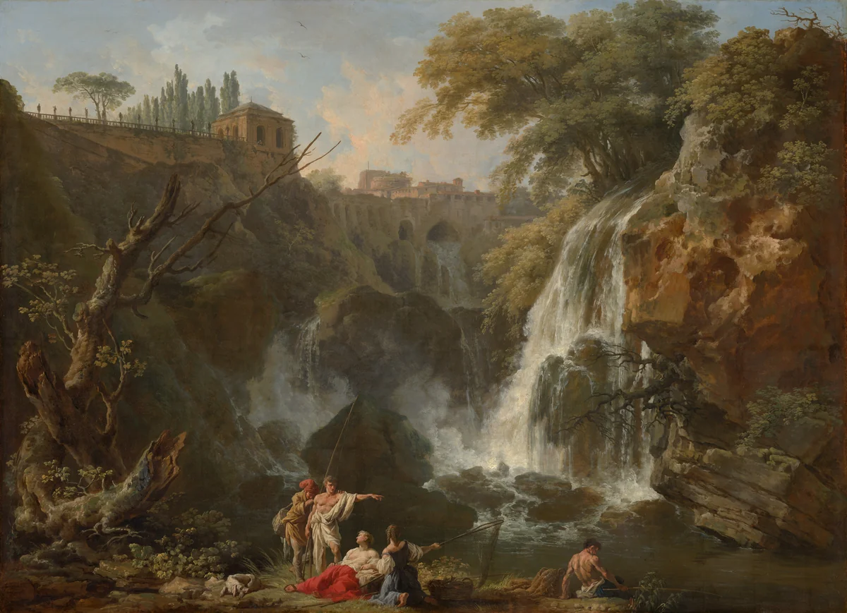 The Waterfalls at Tivoli, with the Villa of Maecenas by Claude Joseph Vernet, painting, 1740