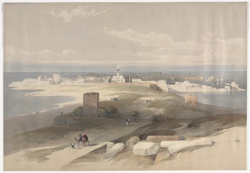 Sur or Tsor, Ancient Tyre from the Isthmus by David Roberts, print, 1839