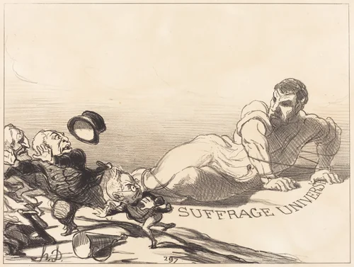 Une Panique de Lilliputiens... by Honoré Daumier, print, 1851