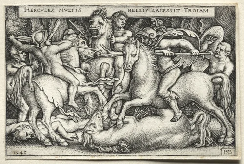 The Labors of Hercules: Hercules Conquering Troy by Hans Sebald Beham, print, 1545