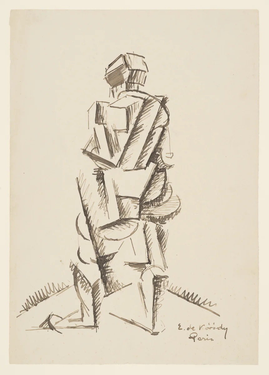 Standing Figure by Elemér de Kóródy, drawing, 1913