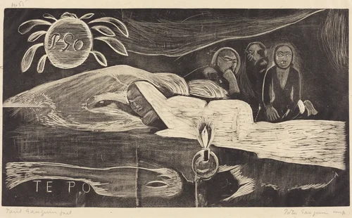 Te Po (The Long Night) by Paul Gauguin, print, 1894-1895