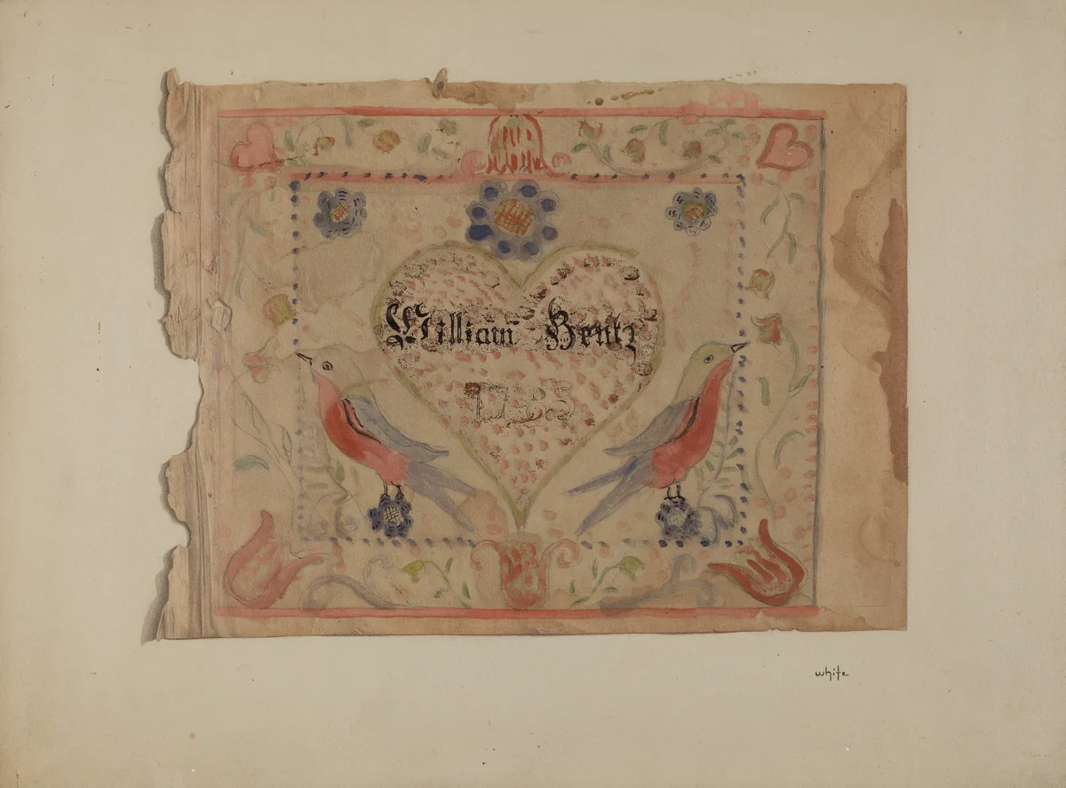 Unframed Birth Certificate by Edward White, index of american design, 1940