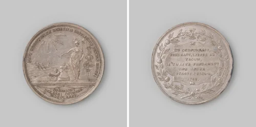 Gedenkpenning van het exercitie gezelschap van de schutterij te Delft by anonymous, metalwork, 1788