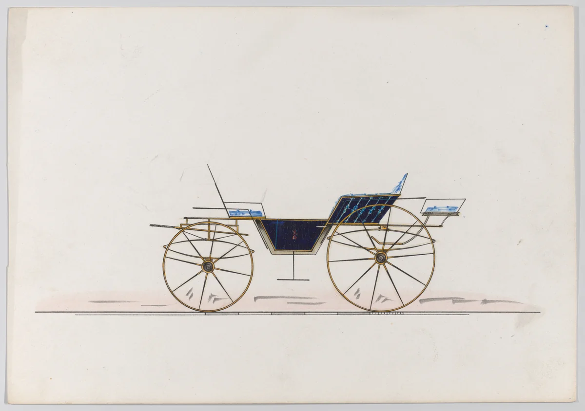 Design for Vis-à-vis Phaeton (unnumbered) by Brewster & Co., drawing, 1870