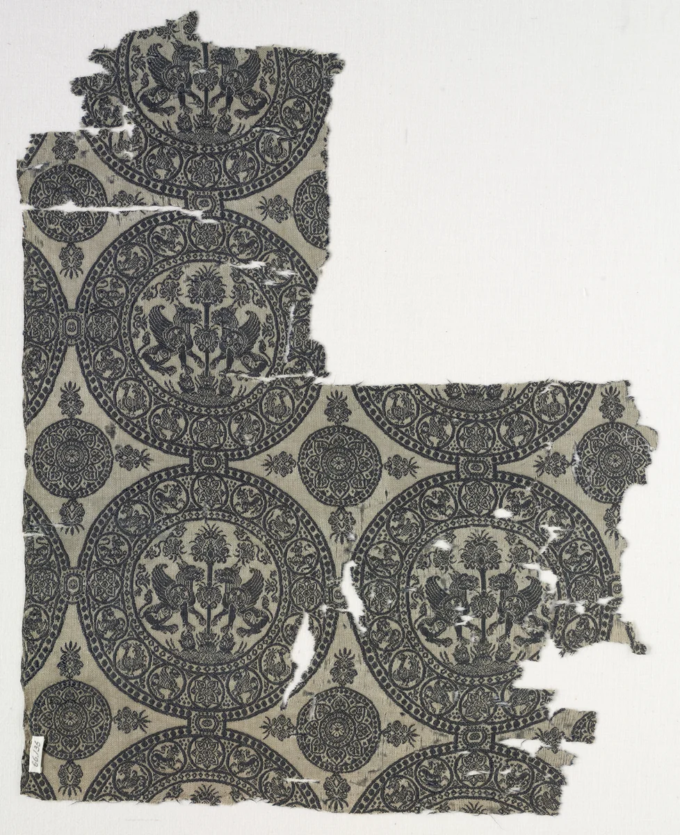 Fragments with Griffins in Roundels by Unknown, textile, 1100-1966