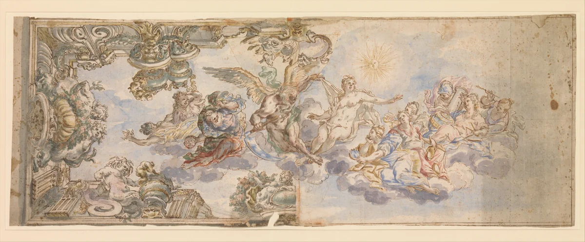 Allegorical Design for a Ceiling Fresco by Francesco Albani, drawing, 1650-1700