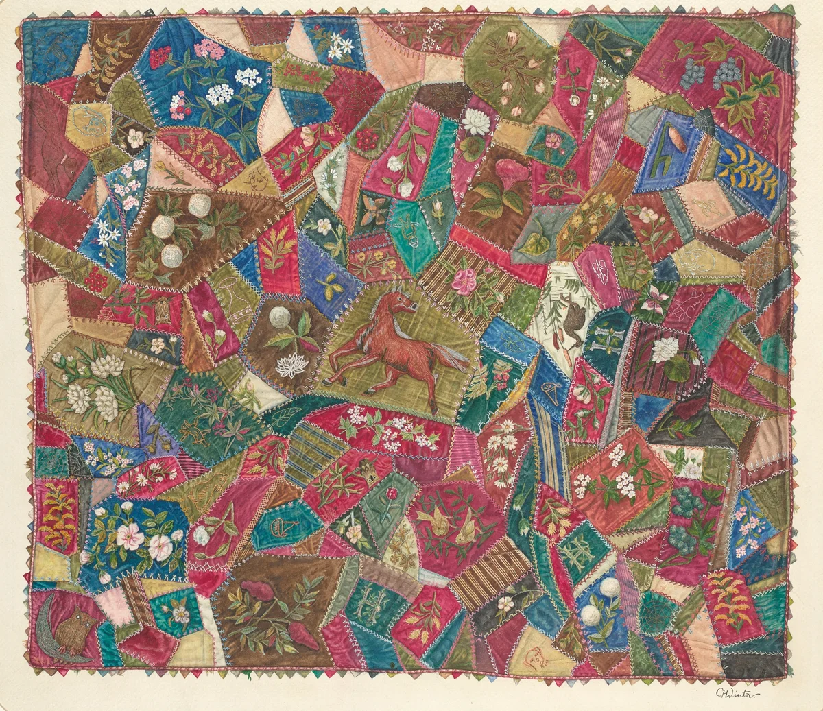 Crazy Quilt by Charlotte Winter, index of american design, 1938