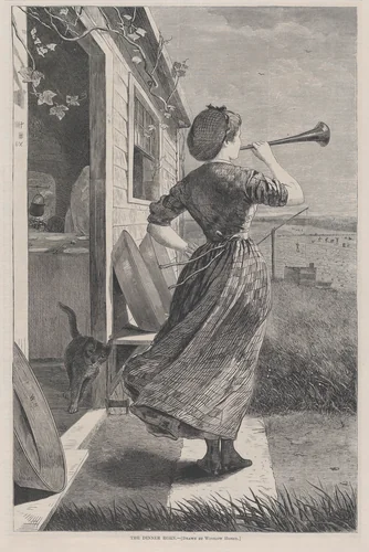 The Dinner Horn (from "Harper's Weekly," Vol. XIV) by Winslow Homer, print, 1870