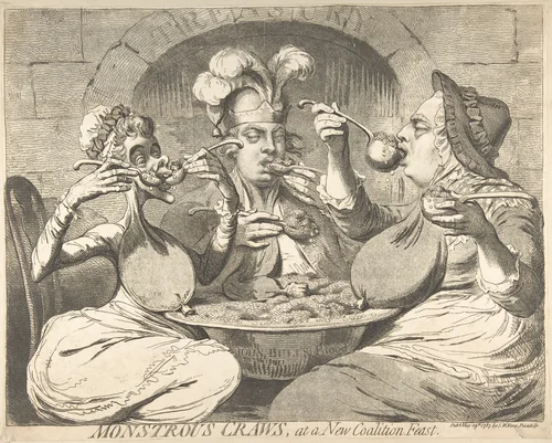 Monstrous Craws at a New Coalition Feast by James Gillray, print, 1787