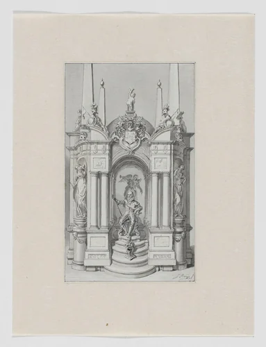 Praalgraf van Willem I, prins van Oranje-Nassau by Jacobus Buys, drawing, 1734-1801